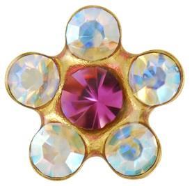 Stokrotki róż z kamieniami tęczowymi op. złota 75116510